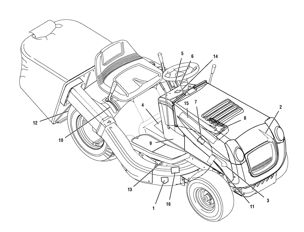 Decals Diagram and Parts List for 312006X50C 2007 Briggs and Stratton Lawn Tractor